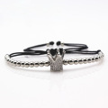 Handgemachte verstellbare Seil Stahl Bead Crown Armband